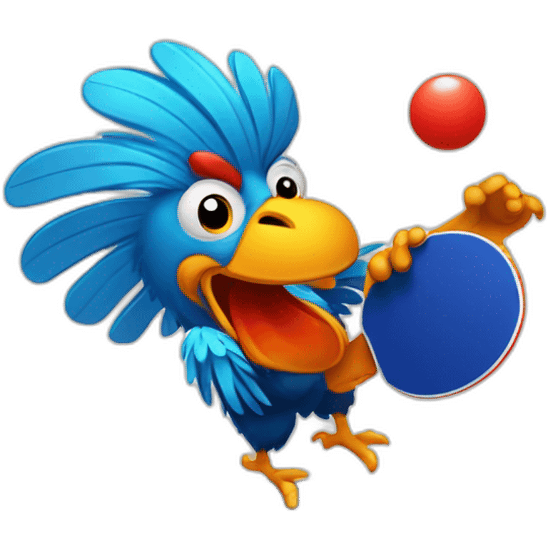 rooster playing table tennis emoji