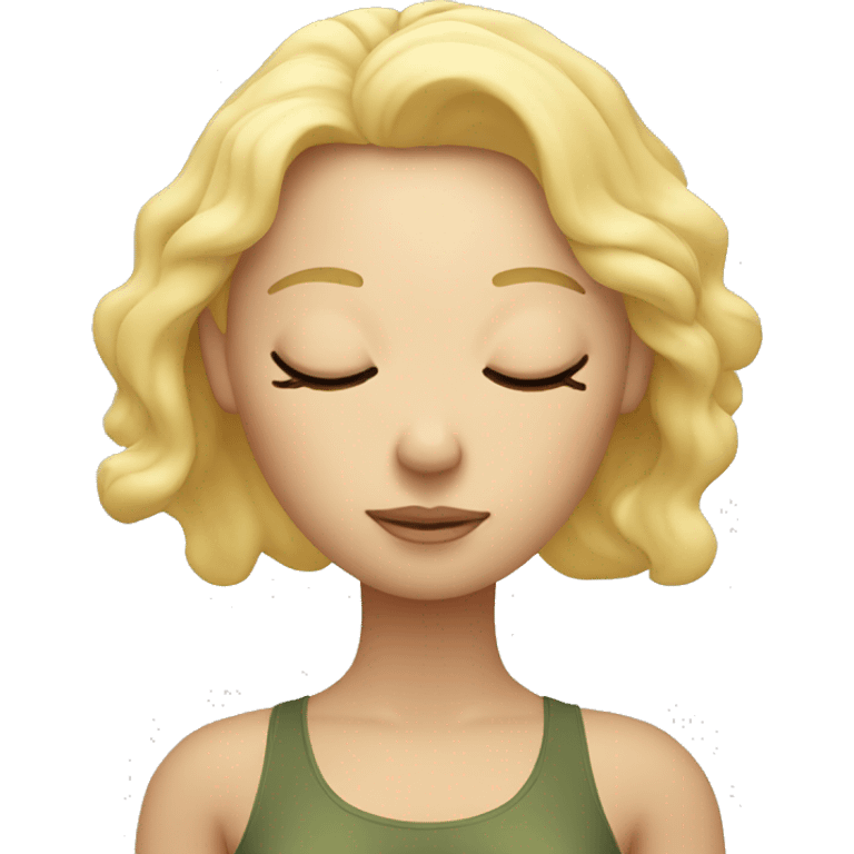 Blonde lady doing yoga with closed eyes emoji