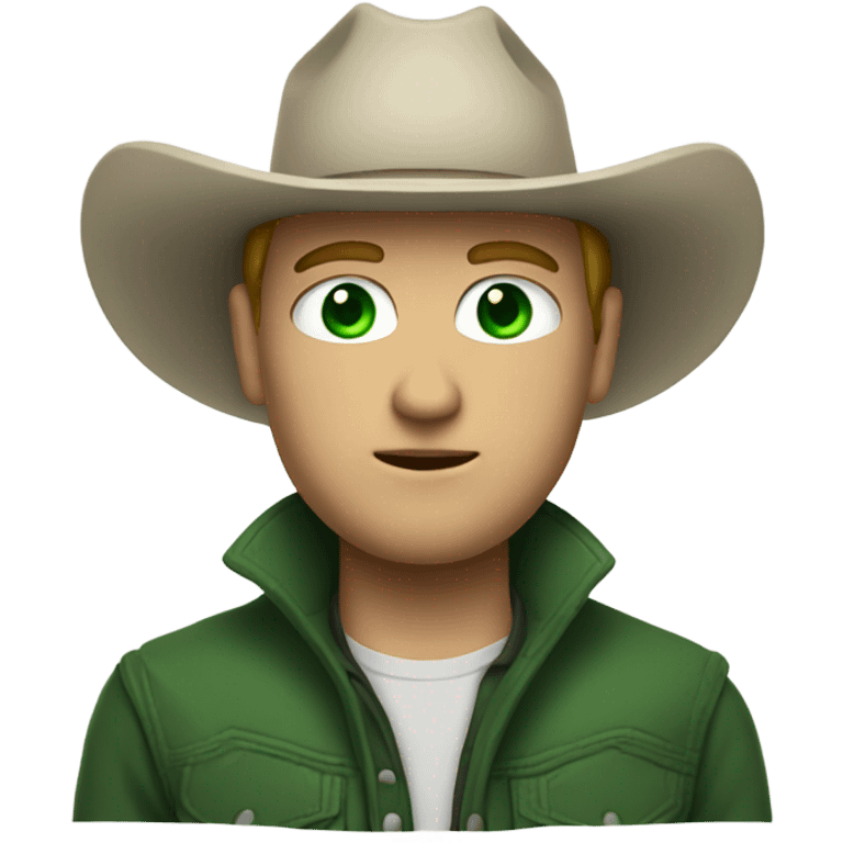 Full Body white Cowboy with green eyes  emoji