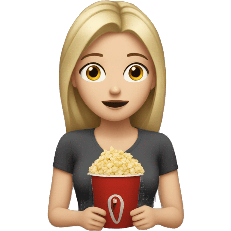 white girl watching movie emoji