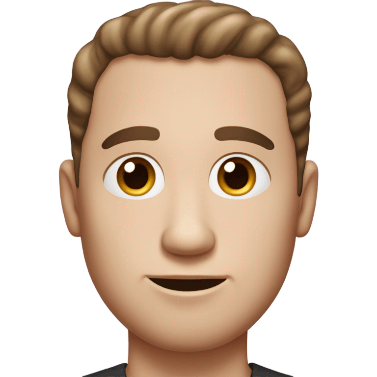 A white guy with a black middle part and freckles, who has a donut for a body emoji