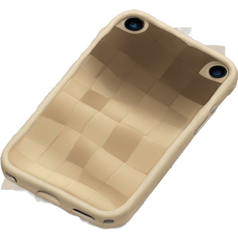 iPhone 14 with beige checkered case emoji