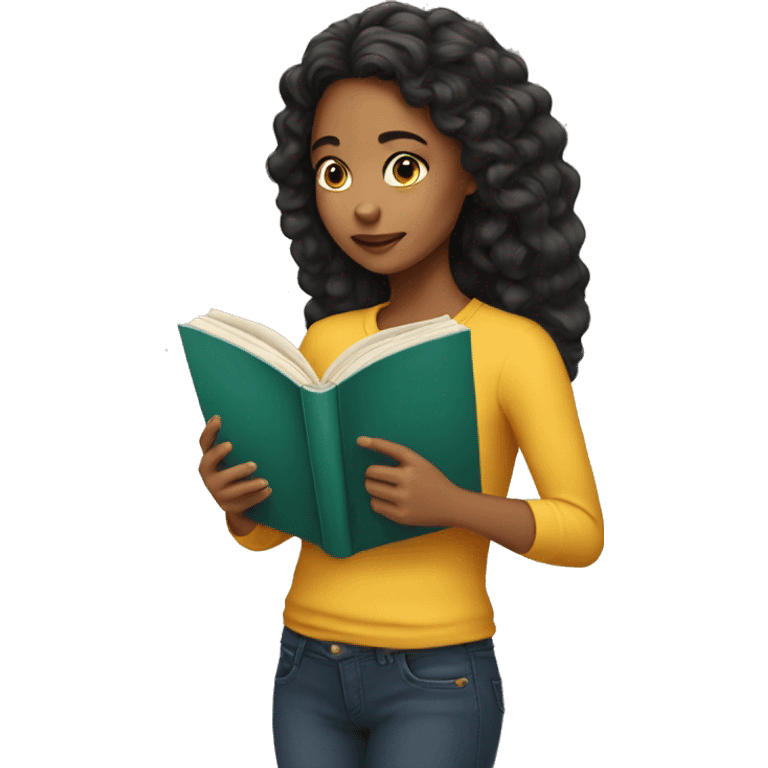 Mixed girl reading a book  emoji