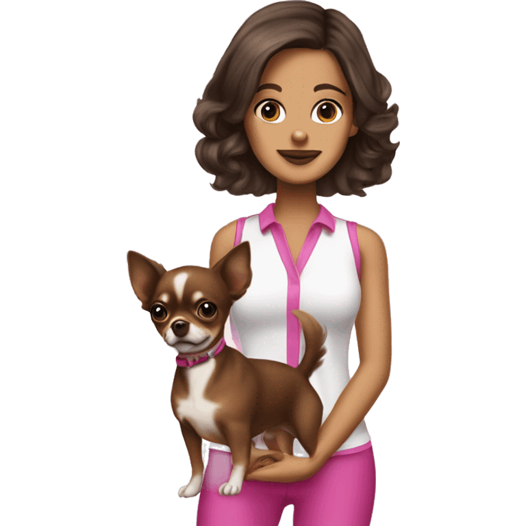 legally blonde but brunettte with chihuahua emoji