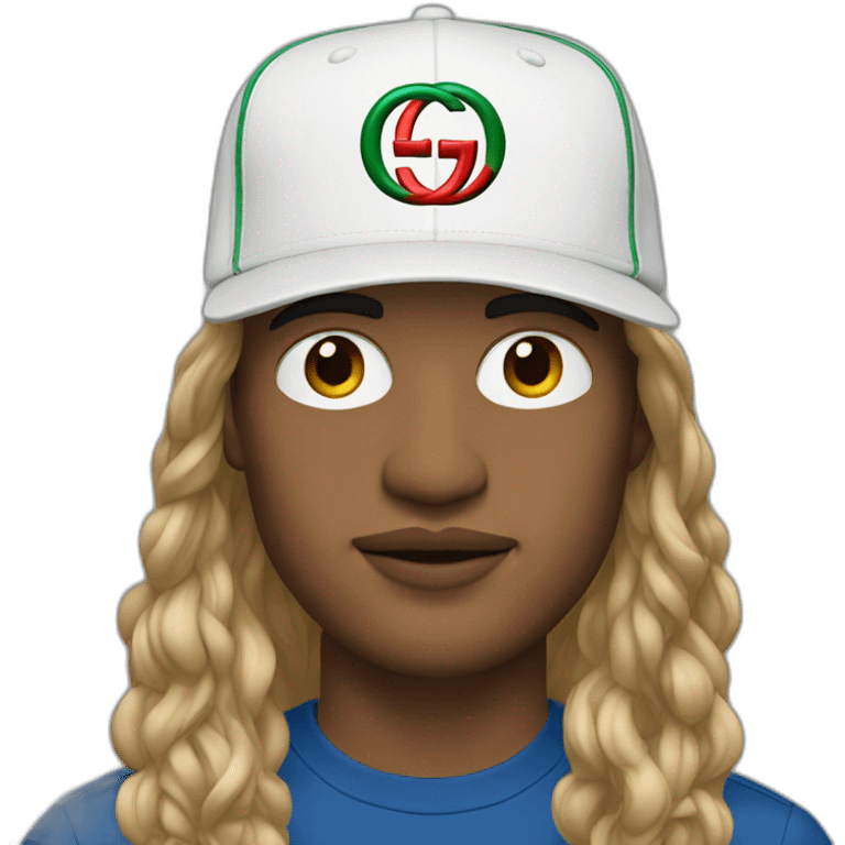 Men whit long hair and gucci cap emoji