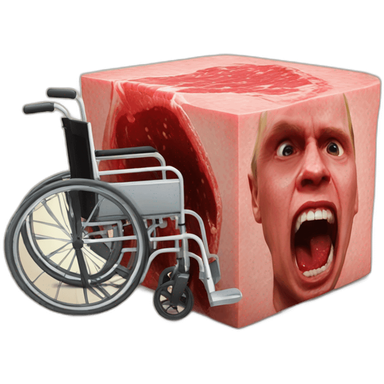 Furious raw meat cube holding wheelchair vladimir putin emoji