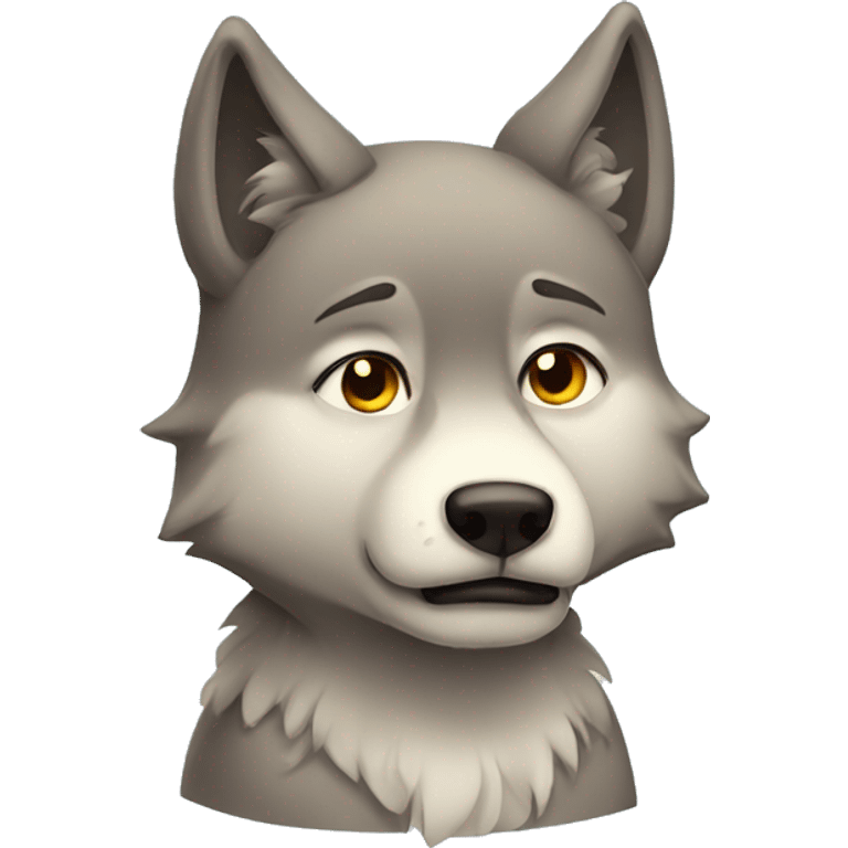 Sad wolf cute emoji