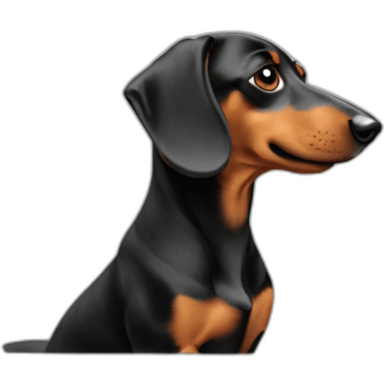 Dog head reality dachshund Looks to the left side 180 Degrees emoji