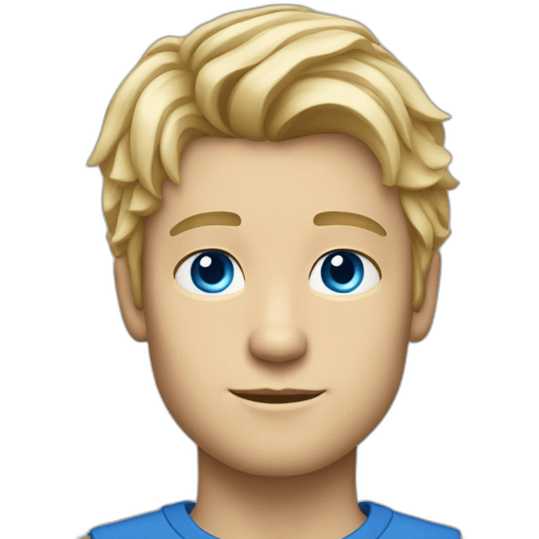 Confident blonde medium-long haired beardless boy with blue eyes emoji