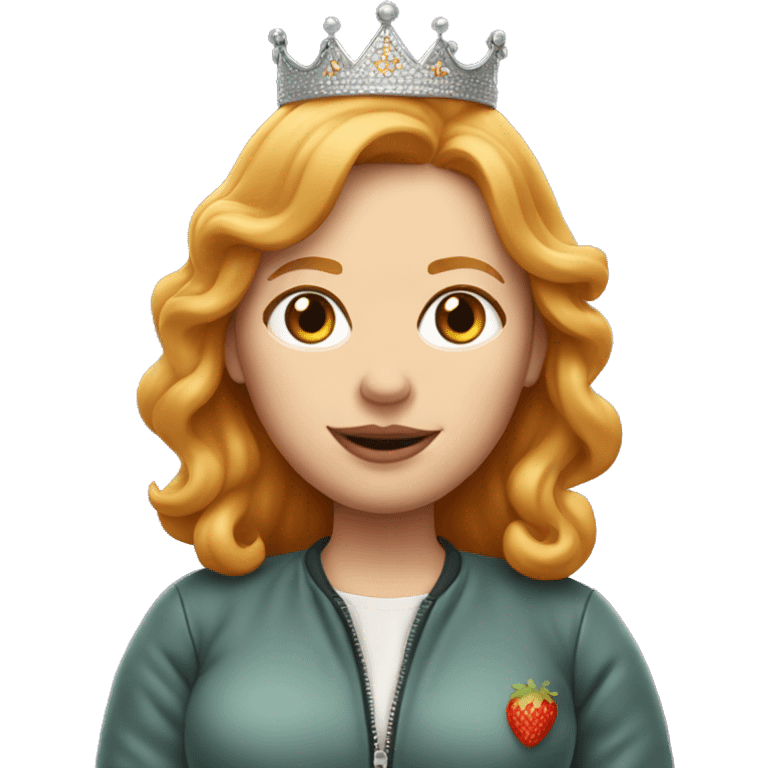 Strawberry blonde woman pregnant wearing a cool jacket and crown  emoji