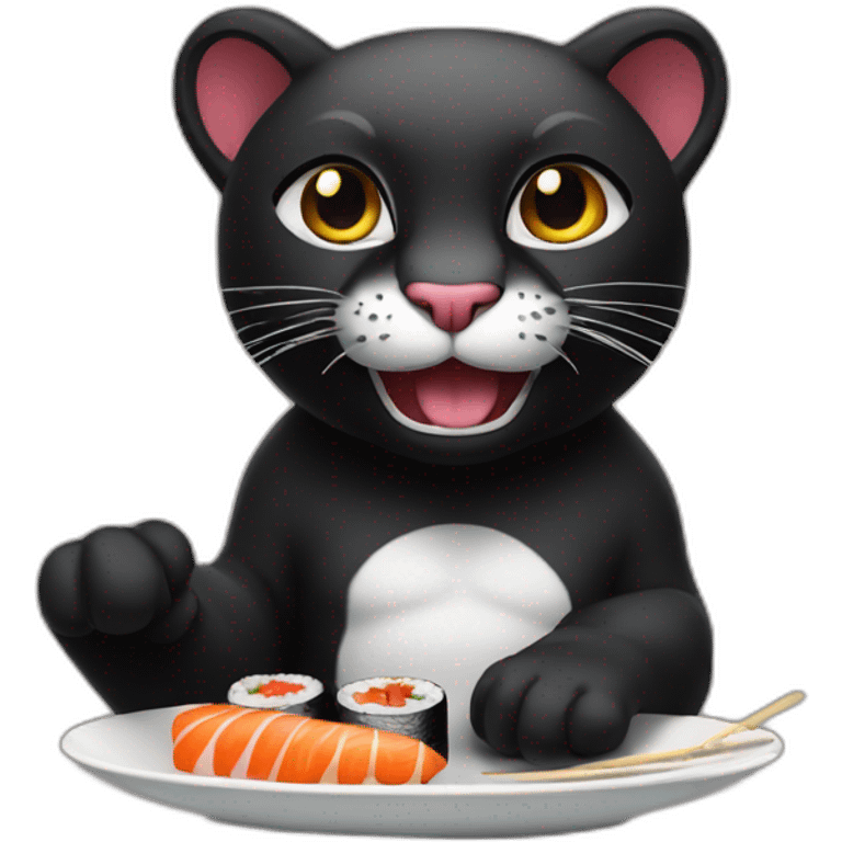 Black panthère eat sushi emoji