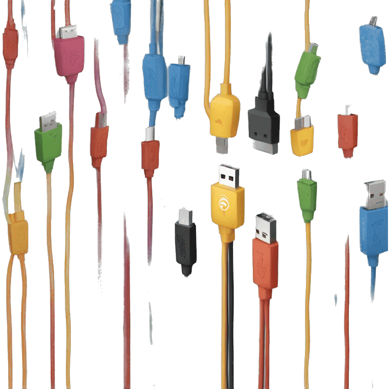 A lot of Unorganized usb cables emoji