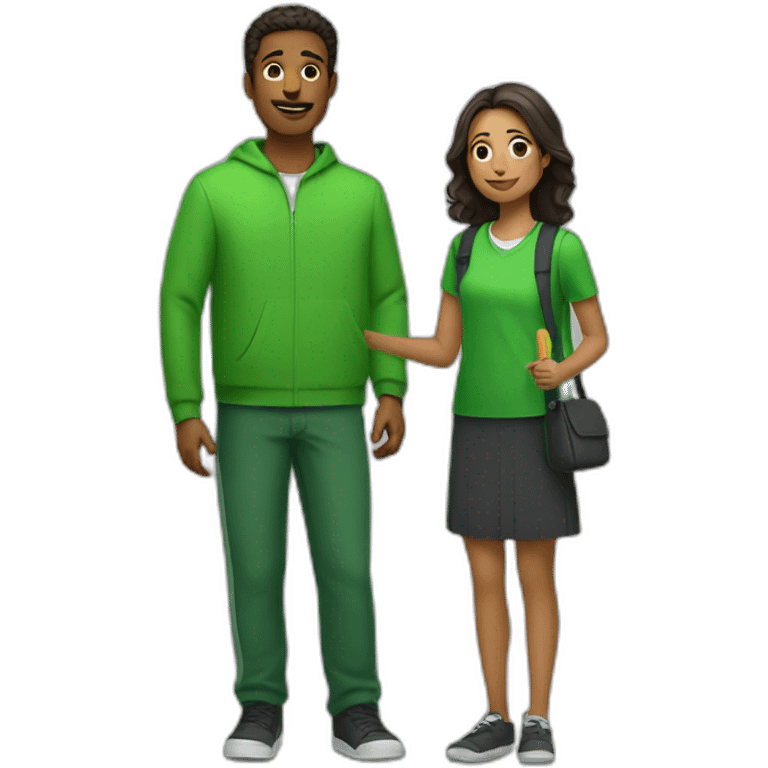 mentor with a student in green clothes emoji