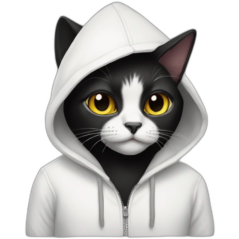 black cat in white hoodie emoji