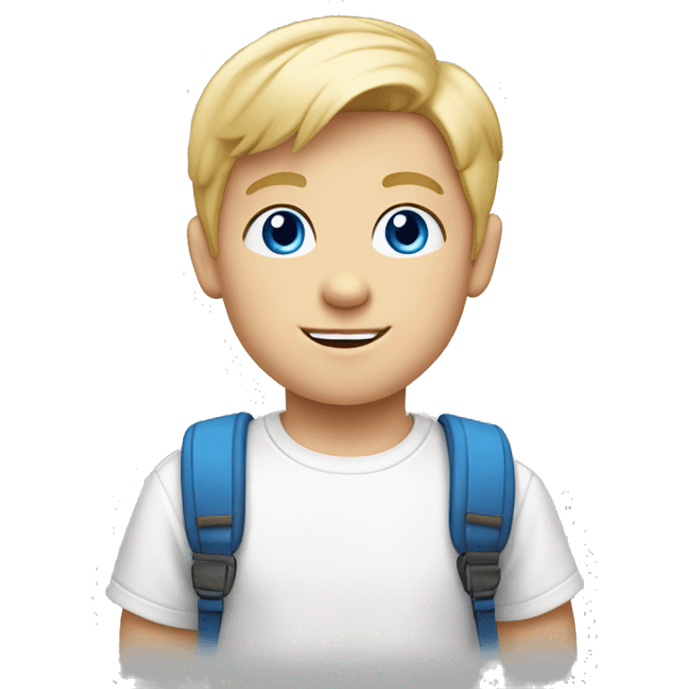 kindergarten white boy with blond hair and blue eyes with white t-shirt emoji