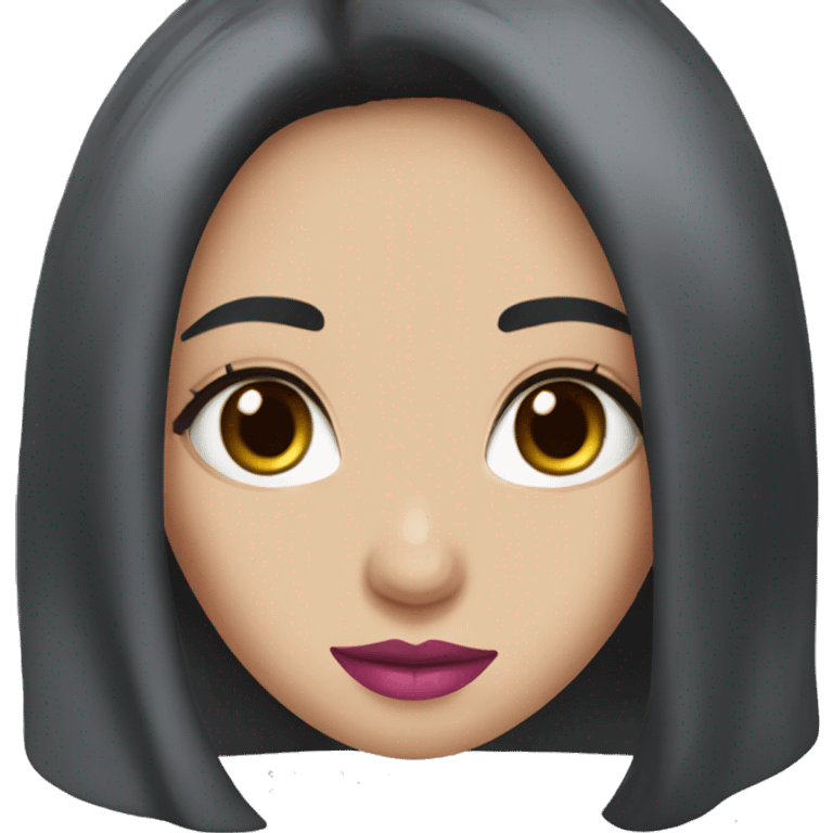 Pretty girl with long black hair and brown eyes with pink lipstick and fair skin emoji