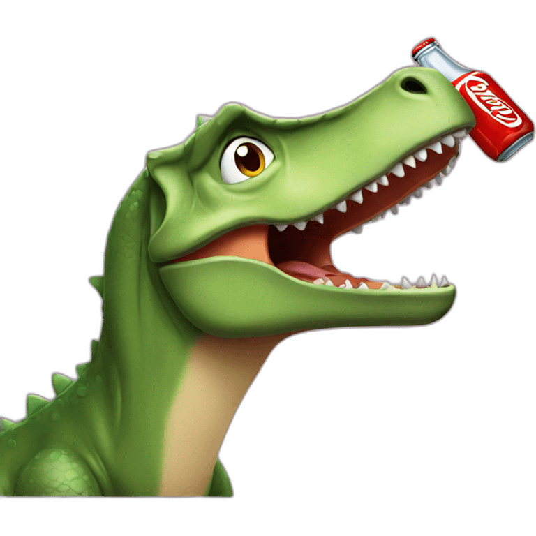 Dinosaur drinking cocacola emoji