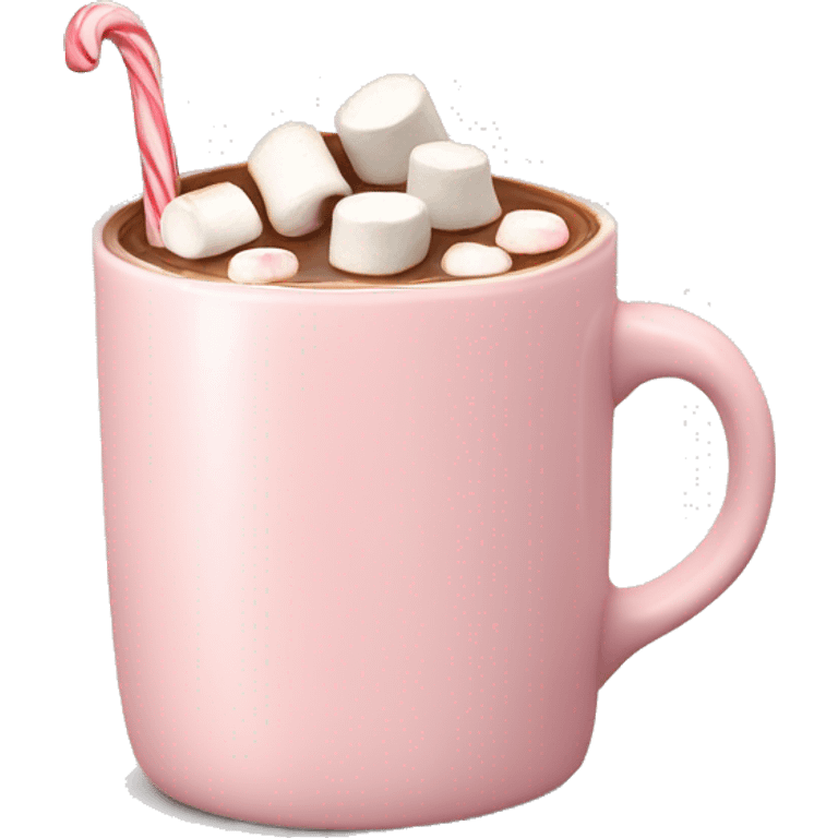 Light Pink mug of hot chocolate with marshmallows  emoji