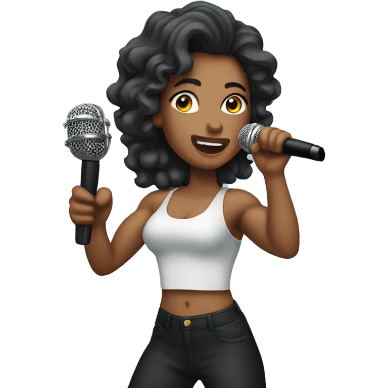 female muscular singer holding mic  emoji