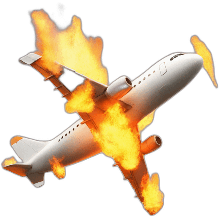 plane in burst extensive fire emoji