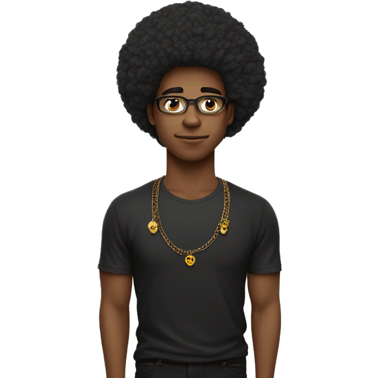 fais moi un noir avec un taper mid et un collier croix chrétienne avec un t-shirt un afro emoji