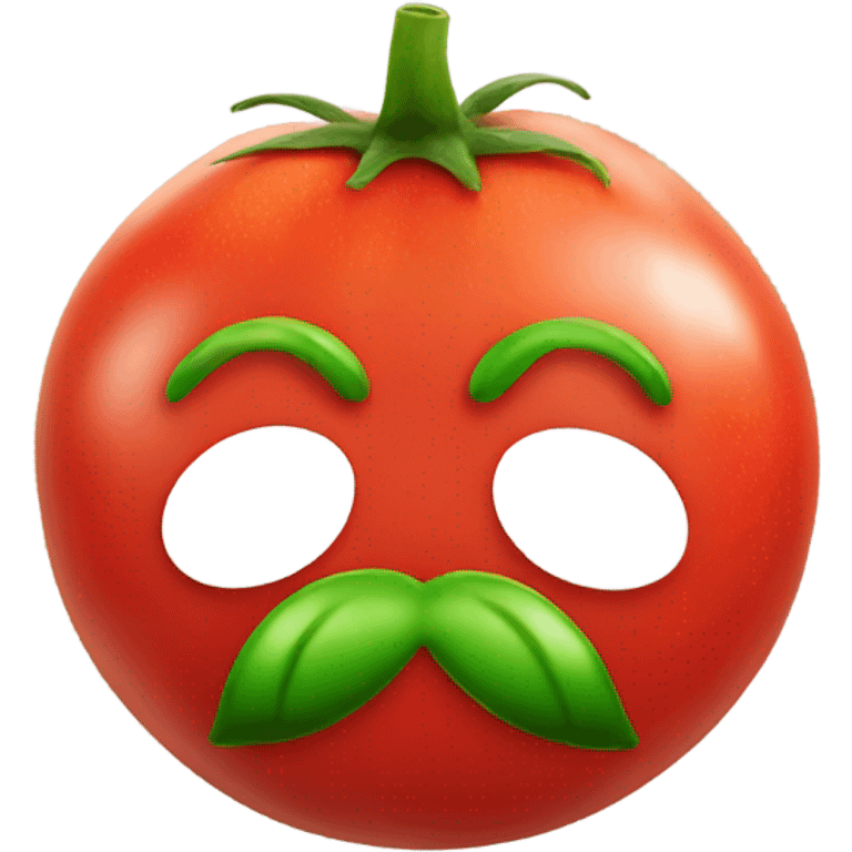 one kind tomato with face and hands and mustache emoji