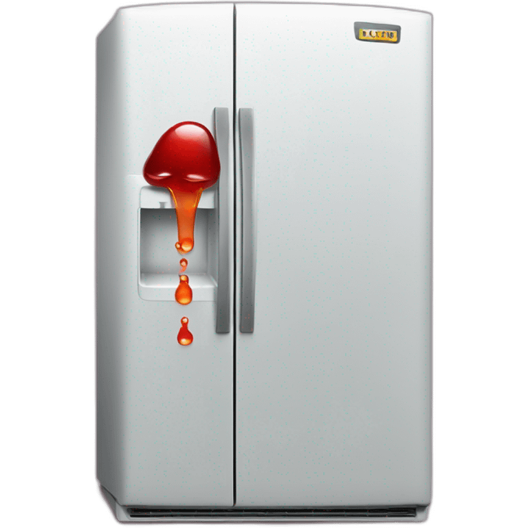 a refrigerator leaking red jelly emoji