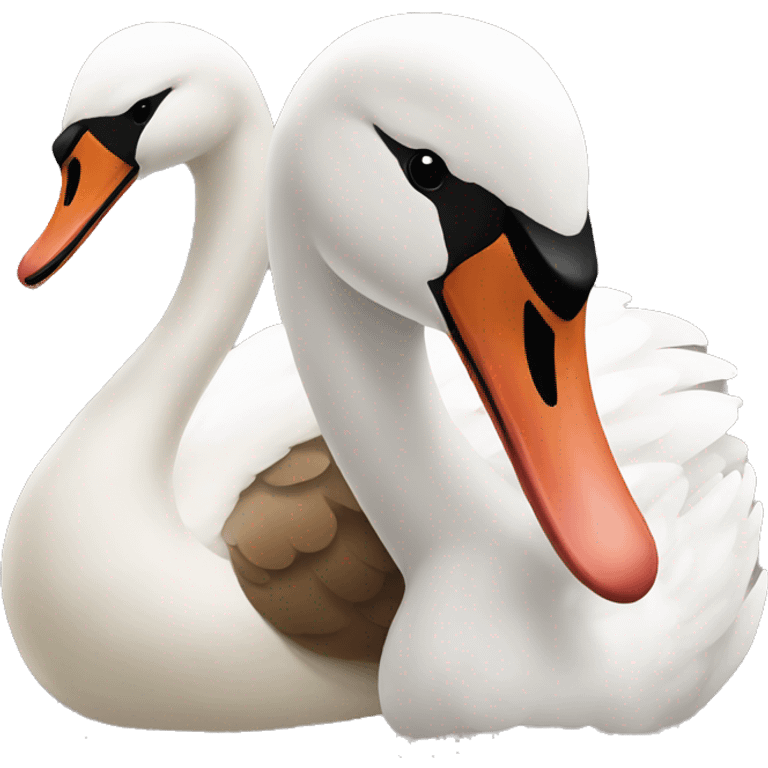 Brown swan and white swan emoji