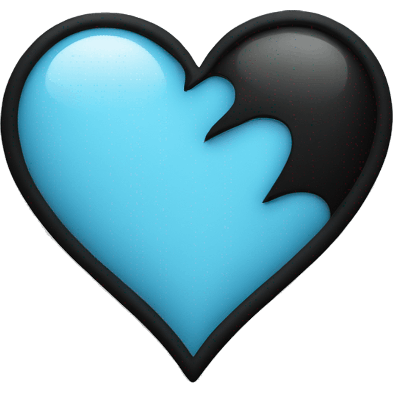 Broken heart having colour half part lightblue and other half part black with black border, simple  emoji