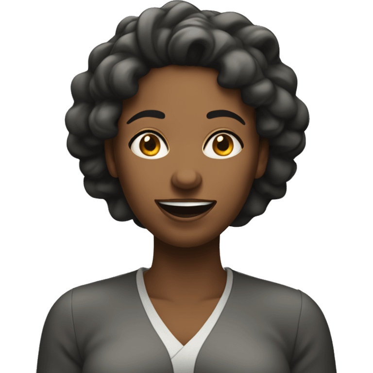 Black woman shrugging hands with sweaty smile emoji