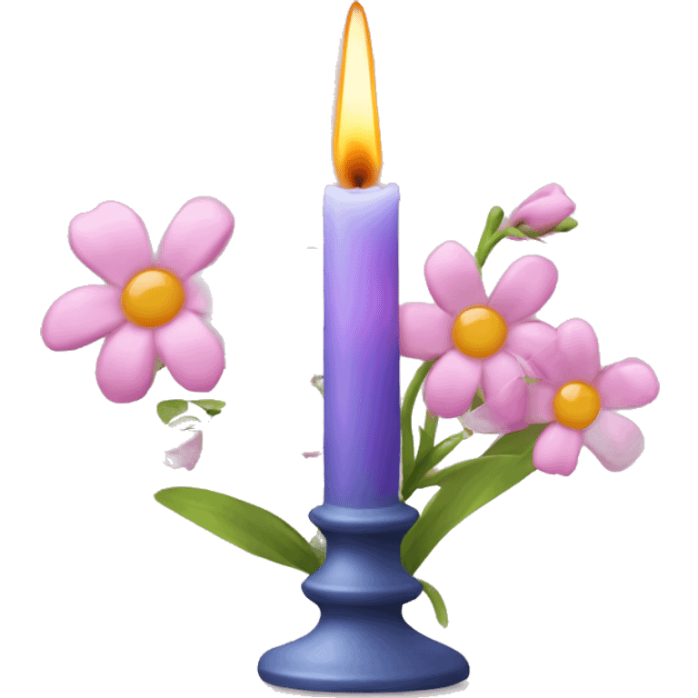 Spring candle with flowers  emoji