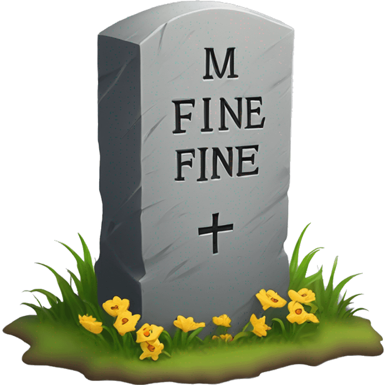 Gravestone with the words “I’m fine” written on it emoji