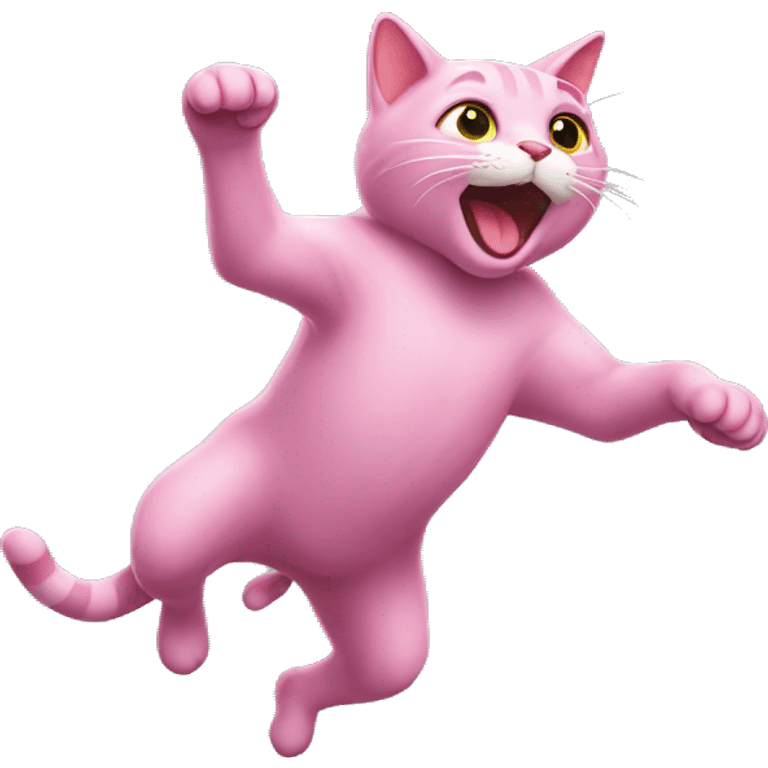 Pink cat jumping up emoji