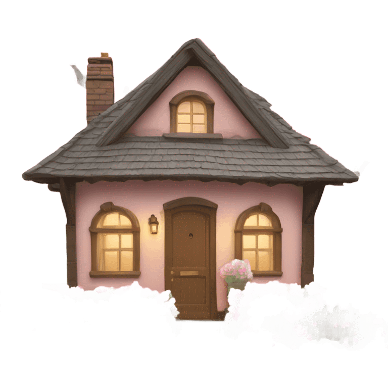 cottage with pink flowers emoji