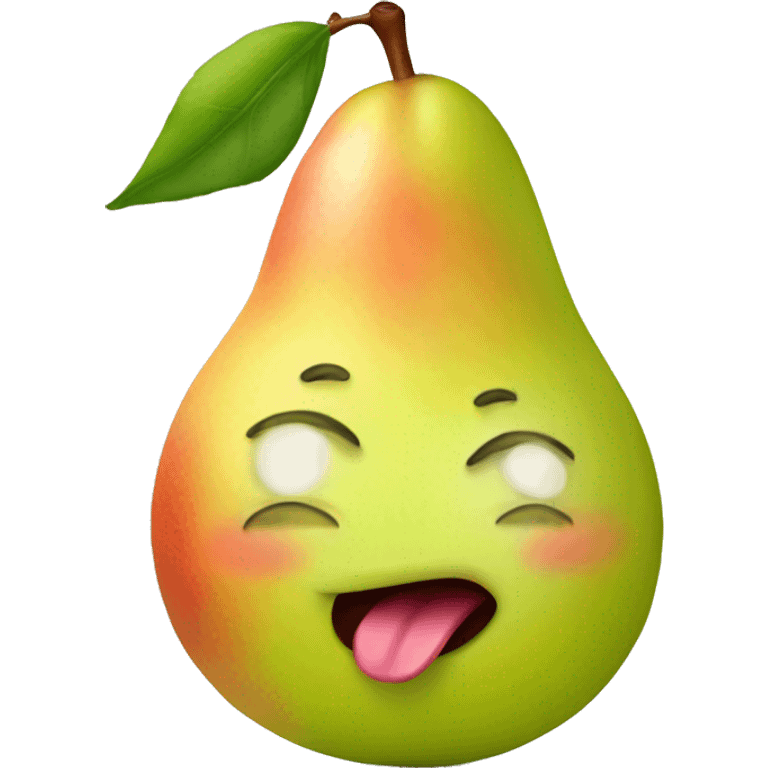 A cute pear with tongue sticking out emoji