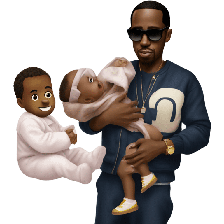 P diddy with oil and a baby in his hand emoji