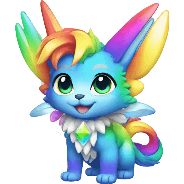 a anthro chibi-style colorful rainbow-gradient-shiny gem-sparkle-Fakémon-hybrid full body emoji