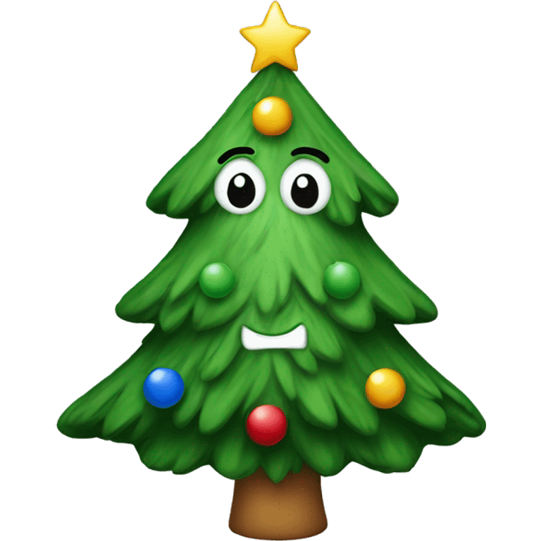 Christmas tree with face emoji