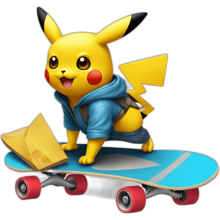 Pikachu sur un skateboard emoji