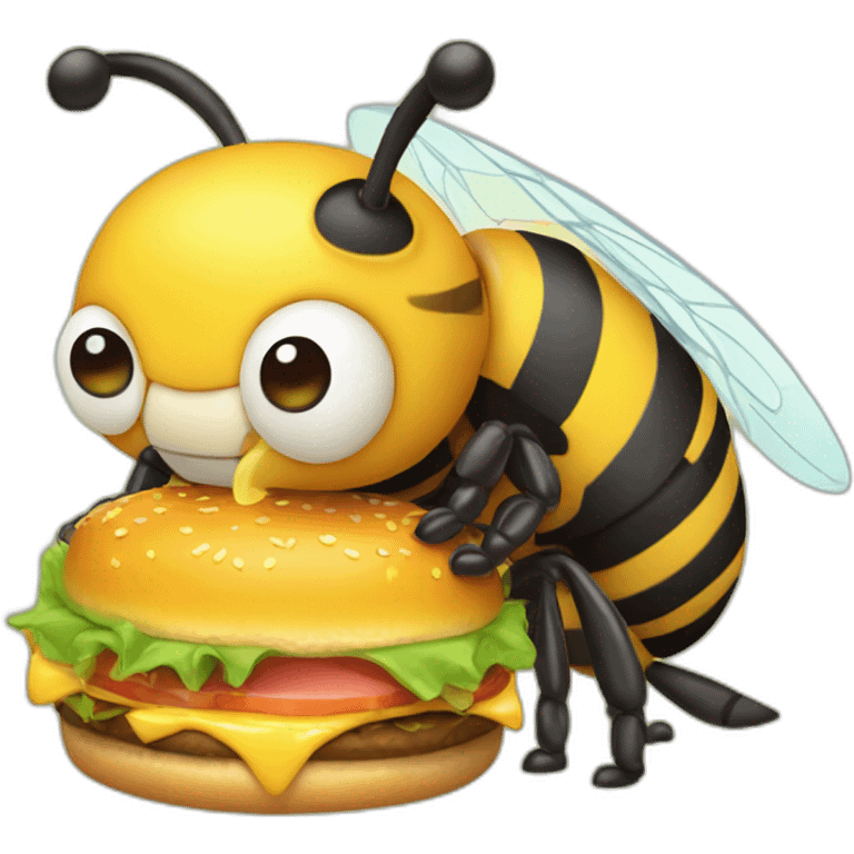 Gamer bee eating burger emoji