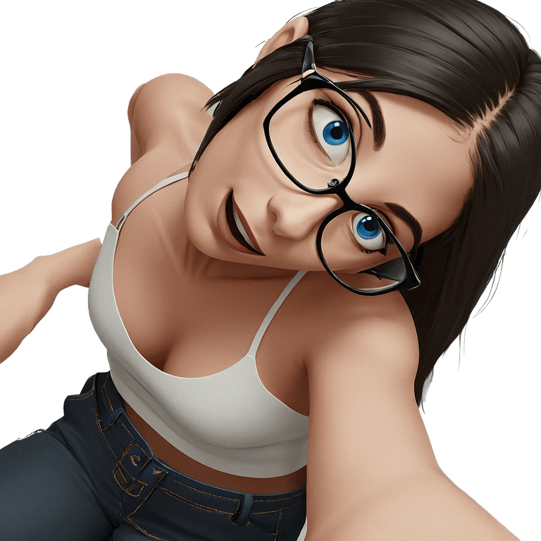 blue eyed girl with glasses emoji