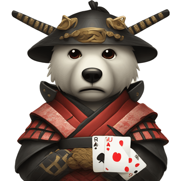 sad samurai bears head with tears coz he lost in poker with 2 ACes emoji