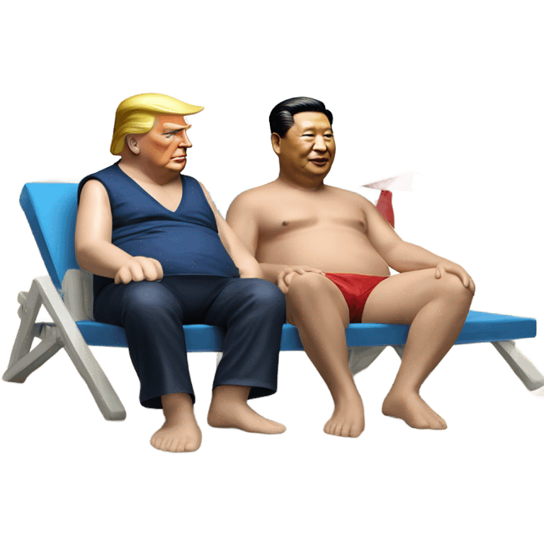 Photorealistic Donald Trump and Xi Jinping at the beach by the pool together emoji