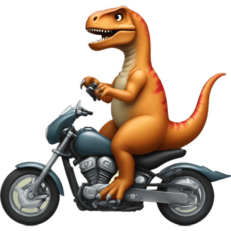 Cute T-Rex riding a motorcycle  emoji