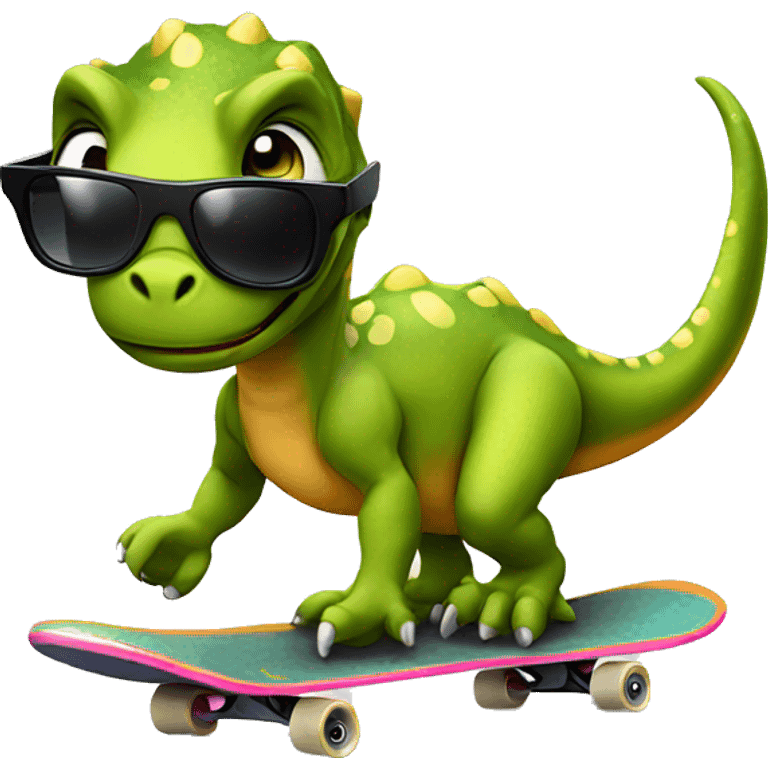 Dinosaur on skateboard with sun glasses  emoji