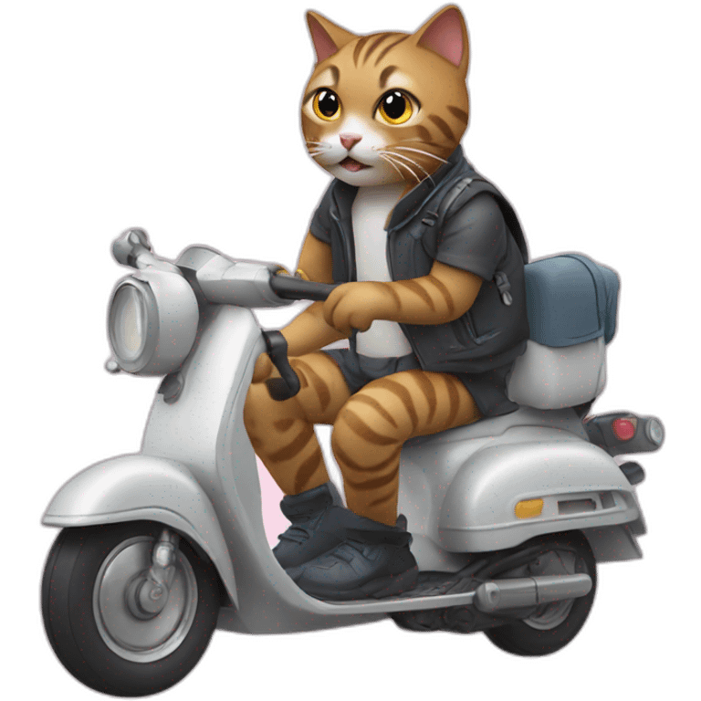 cat eating a fish on a scooter emoji