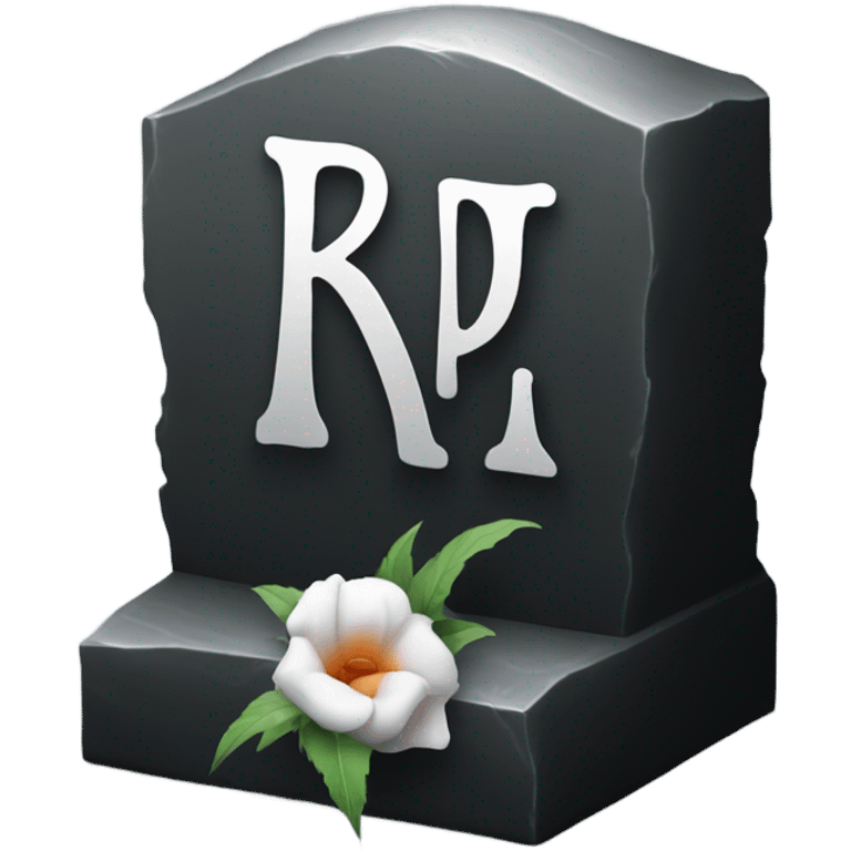 a black grave with the letters RIP on a silver  emoji