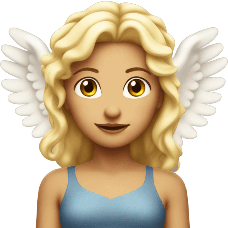 blonde girl with horns and angel halo emoji