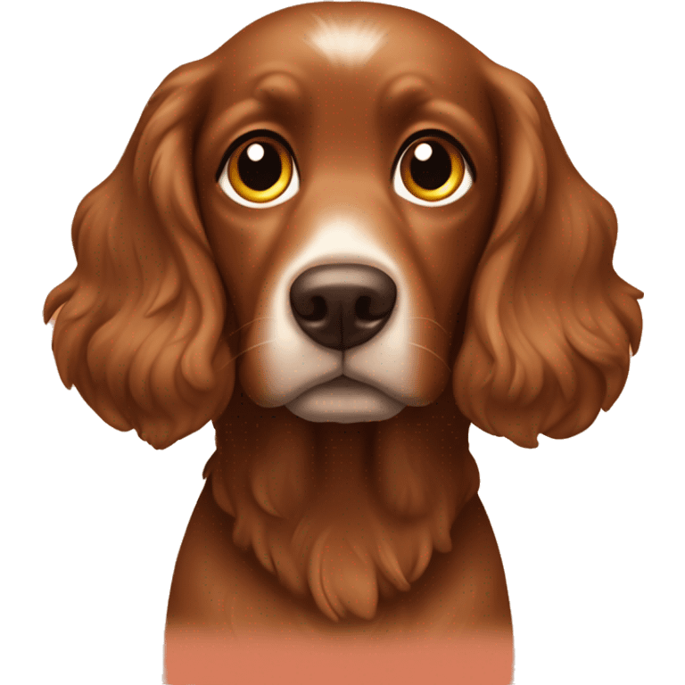 A brown cocker dog which is listening sunset lover  emoji