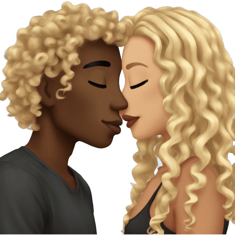 Me kissing my brown skin girlfriend with curly hair. I am black and have a septum piercing, and blonde locs. She has a septum piercing aswell. emoji